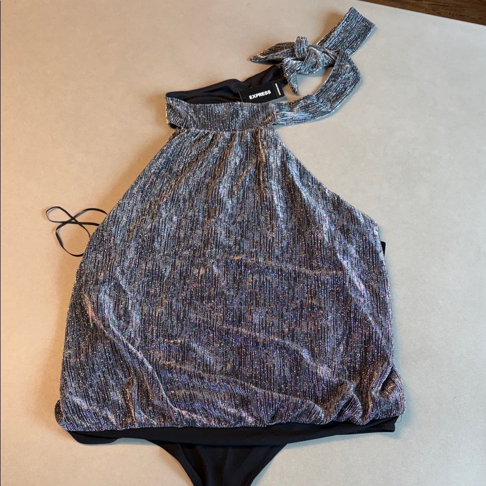Express women’s sparkle grey bodysuit! NWT!